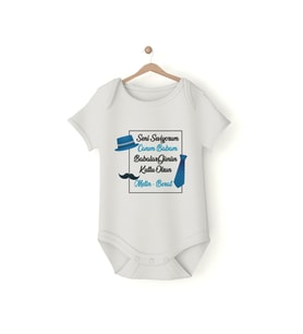 PBG36 Babalar Gününe Özel İsme Özel Bebek Çıtçıtlı Body (Krem)