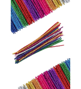 Şönil Renkli Metalik 30 Cm Renkli Metalik Tüylü Tel  20 Li- 1  Paket