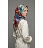 Levidor Kristal Eşarp Zambak Desen Siyah Vizon