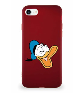 Apple iPhone SE 2020 Soft Premier Kapak Donald Duck-E Tasarımlı Silikon Kılıf - Mürdüm (Şeffaf)