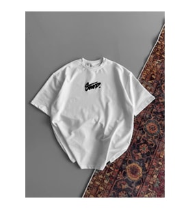 Baskılı Oversize T-shirt - Beyaz