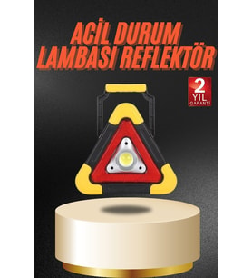 Işıklı İkaz Lambası Reflektör Şarjlı Işıklı Üçgen LED Acil Durum Feneri