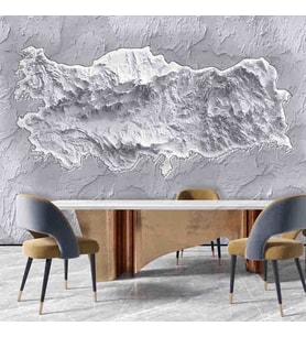 Dreamwall 3D Kaya Türkiye Haritası  Desenli Tekstil Duvar Kağıdı (Gri)