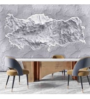 Dreamwall 3D Kaya Türkiye Haritası  Desenli Tekstil Duvar Kağıdı (Gri)