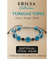Sertifikalı Turkuaz Topaz Doğal Taş Bileklik - 8x8 mm Huzur ve Duygusal Dengeyi Destekleyen Taş (Çok Renkli)