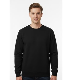 Erkek Sıfır Yaka Selanik Sweatshirt Regular Kalıp BGL-ST04926 (Siyah)
