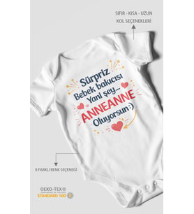 Anneanneye Özel Kısa Kollu Bebek Body %100 Pamuk
