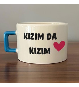 Kızım Da Kızım Baskılı Kadınlar Günü Mavi Kulplu C Fincan