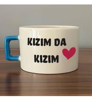Kızım Da Kızım Baskılı Kadınlar Günü Mavi Kulplu C Fincan