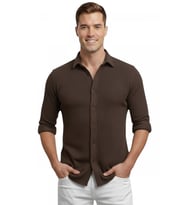 DeepSEA Kahve Slim Fit Örme Kumaş Likralı Erkek Gömlek – Nefes Alan Esnek ve Modern Tasarım 2602604