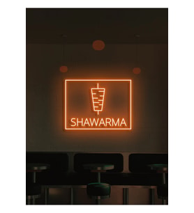 SHAWARMA Yazılı ve Şekilli Neon Tabela