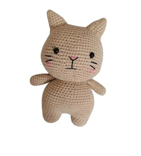 Sütlü Kahve Miniş Pisi Uyku Arkadaşı Amigurumi Organik Oyuncak