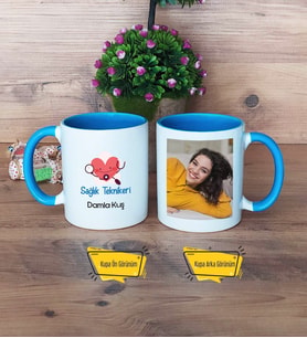 Sağlık Teknikeri Kupa Bardak Mavi Fotoğraflı Tıp Bayramı Hediyesi