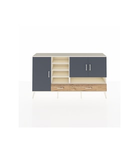 Arges Konsol 8 Raflı 2 Çekmeceli 3 Kapaklı 176x30x99 Aytaşı-Antrasit/Çam