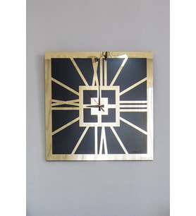 Siyah Kare Dekoratif Duvar Saati Altın Sarısı Roma Rakamlı 40x40 Cm Ev & Ofis Saati