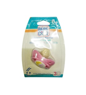 Bebedor 6+ Ay Desenli Silikon Damaklı Uçlu Emzik -Pembe ortası  tavşan ay desen 