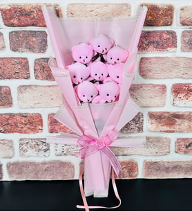 Sevgiliye Hediye - Pembe 8li Peluş Ayıcık Buketi