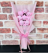 Sevgiliye Hediye - Pembe 8li Peluş Ayıcık Buketi