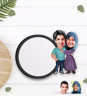 BK Gift Kişiye Özel Sevgililer Karikatürlü Ahşap Bardak Altlığı-61
