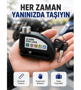 Çelik Gövdeli Alarm Disk Kilidi Motosiklet Ve Bisiklet İçin Güvenlik Yeni Nesil