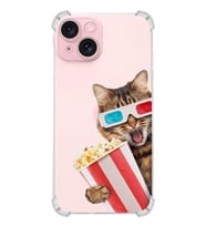 PrintiFy Apple iPhone 15 Plus Kedi 1 Şeffaf Köşe ve Kamera Korumalı Korumalı Antişok Kılıf