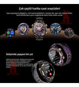 Apple iPhone 15 PRO MAX Uyumlu Özel Tasarımlı Premi̇um Akıllı Saat AMOLED Ekranlı Su Geçirmez Uzun Pil Ömürlü LED Fenerli