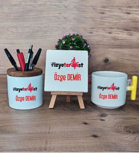 Fizyoterapist Hediye Sepeti Kupa Bardak T Kulplu, Kalemlik ve Dekoratif Taş Tıp Bayramı Hediyesi (Model 5)