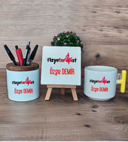 Fizyoterapist Hediye Sepeti Kupa Bardak T Kulplu, Kalemlik ve Dekoratif Taş Tıp Bayramı Hediyesi (Model 5)