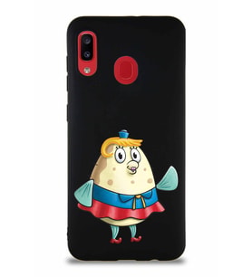 Samsung Galaxy A20 Soft Premier Kapak Bayan Puff Tasarımlı Silikon Kılıf - Siyah (Şeffaf)