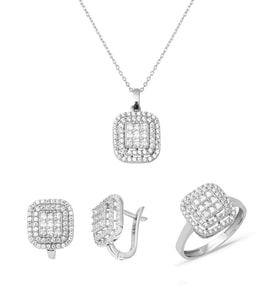 Prenses Baget Model Beyaz Altın Set
