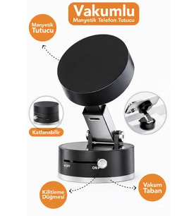Katlanabilir Mıknatıslı Araç İçi Telefon Tutucu Mükemmel Tutuş, Tüm Telefonlarla Uyumlu, SİYAH