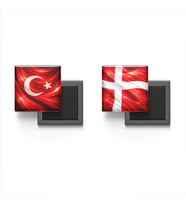 Buzdolap Magnetleri - Danimarka Bayrağı ve Türk Bayrağı - 2'li Set Magneti
