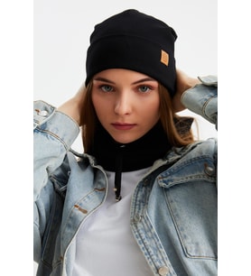 Siyah 3'ü BİR ARADA Balıkçı  Style Bere +İpli  Bere + Boyunluk Hafif, %100 Pamuklu Kışlık Set