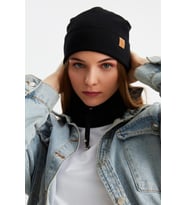 Siyah 3'ü BİR ARADA Balıkçı  Style Bere +İpli  Bere + Boyunluk Hafif, %100 Pamuklu Kışlık Set