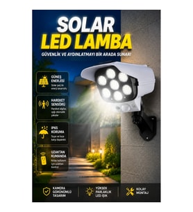 Hareket Sensörlü Solar LED Güvenlik Lambası – Uzaktan Kumandalı IP65