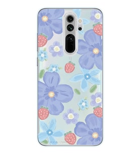 Redmi Note 8 Pro Uyumlu Çiçek ve Çilek Desenli Şeffaf Telefon Kılıfı