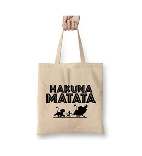Hakuna Matata Beyaz Bez Çanta Uzun Saplı Alışveriş Çantası Plaj Çantası