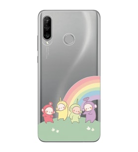 Huawei P30 Lite Uyumlu Teletubbies Desenli Şeffaf Telefon Kılıfı