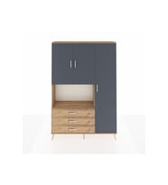Arges Dolap 7 Raflı 3 Çekmeceli 3 Kapaklı 132x30x195 Çam-Antrasit/Çam