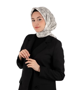 Bursa İpek Gümüş Monogram İpek Eşarp