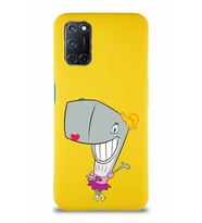 Oppo A92 Soft Premier Kapak Pearl Yengeç Tasarımlı Silikon Kılıf - Sarı (Şeffaf)