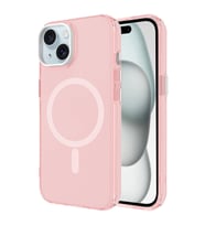 Lexroo iPhone 15 Kılıf M-safe Şarj Özellikli Buzlu Transparan C-Pro Sert Kılıf - Pembe