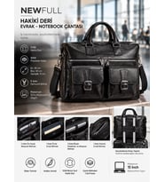 NEWFULL HAKİKİ DERİ EVRAK NOTEBOOK (LAPTOP) ÇANTASI (Siyah)