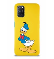 Oppo A52 Soft Premier Kapak Donald Duck-D Tasarımlı Silikon Kılıf - Sarı (Şeffaf)