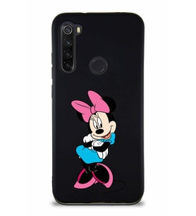Xiaomi Redmi Note 8 Soft Premier Kapak Minnie Mouse-D Tasarımlı Silikon Kılıf - Siyah (Şeffaf)