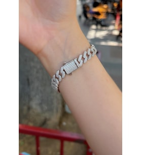 Gümüş 1 cm genişlik taşlı gurmet bileklik dy198v1