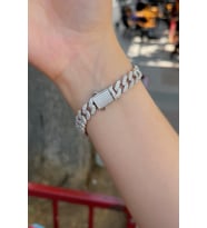 Gümüş 1 cm genişlik taşlı gurmet bileklik dy198v1