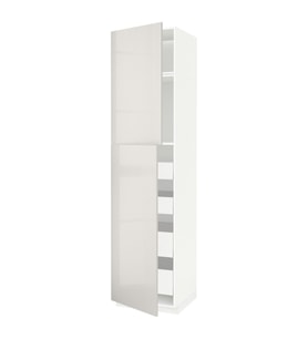 Mutfak Boy Dolabı, Açık Gri, 60x60x240 cm, 2 Kapaklı ve 4 Çekmeceli