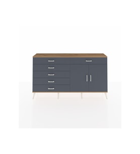 Arges Konsol Tek Raflı 6 Çekmeceli 2 Kapaklı 176x30x99 Çam-Antrasit