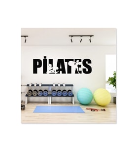 Pilates Spor Dekoratif Duvar Sticker Siyah 105X40 cm